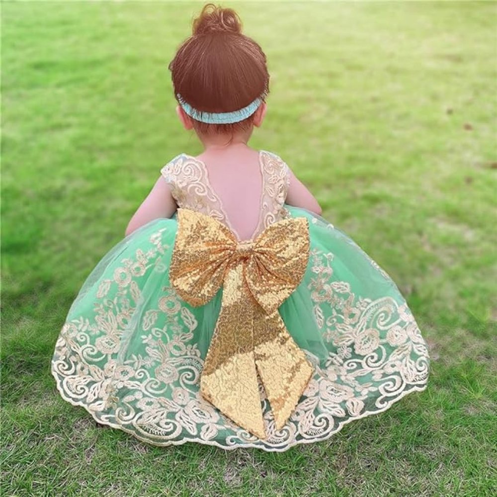 NWT Beautiful Sparkling Sequin Bow Baby Dress Christmas Flower Girl Page… - Picture 2 of 16